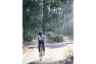 Pale grey deepening to slate grey wind vest with mesh pockets on back