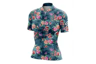 Floral Cycle Jersey - multi coloured flowers on a teal/grey background Performance Cycling Jersey | Cycling Clothing