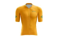 Staple Satsuma Spritz Deep Yellow with Vital Green logo detail Performance Cycle Jersey | Cycling Clothing