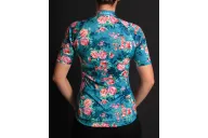 Floral Cycle Jersey - multi coloured flowers on a teal/grey background Performance Cycling Jersey | Cycling Clothing