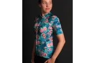 Floral Cycle Jersey - multi coloured flowers on a teal/grey background Performance Cycling Jersey | Cycling Clothing
