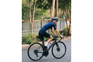 Staple French Navy with Strawberry logo detail Optimise Cycle Jersey and Black Bibs| Cycling Clothing