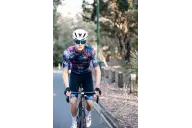 Hana Navy Jersey with subtle floral detail with Black bibs with matching cuffs | Cycling Gear