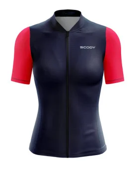 Lightweight A.I.R Optimise Cycle Jersey - Navy and Pink | Cycling Clothing