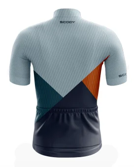 Cycle Jersey with grey, orange, green and navy panels. | Cycling Gear |cycle Jersey