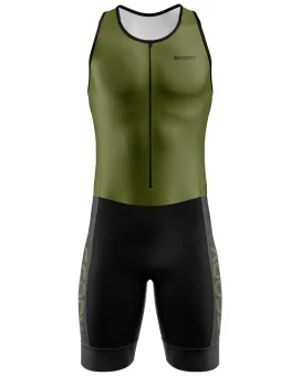 Moss green triathlon suit with moss upper body and black lower body | Triathlon Gear