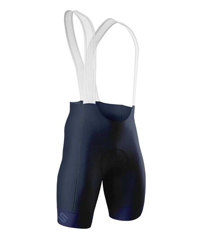 Navy Cycle Bib Shorts, Silicone Gripper, Seamless Strap