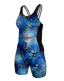 Swim-Optimised Triathlon Suit, Open Back - Floral Cluster