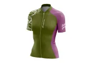 A cycle jersey with a harmonious blend of olive and subtle pink with a leaf motive | Cycling Jersey