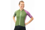 A cycle jersey with a harmonious blend of olive and subtle pink with a leaf motive | Cycling Jersey