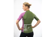 A cycle jersey with a harmonious blend of olive and subtle pink with a leaf motive | Cycling Jersey