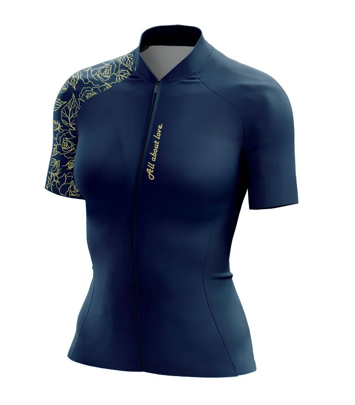 Holistic Navy Leaf Optimise Cycle Jersey - Women