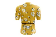 A cycle jersey with a buttercup yellow body with scattered white flowers | Cycling Jersey