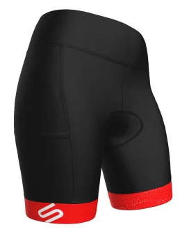 Black Women's Cycle Shorts with red cuffs | Scody Made in Australia