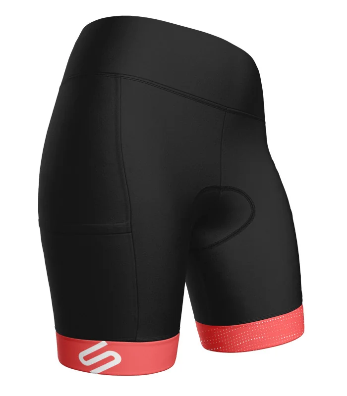 Black Cargo Cycle Shorts, X-Opaque Cuff, Pockets, Staple Watermelon - Women