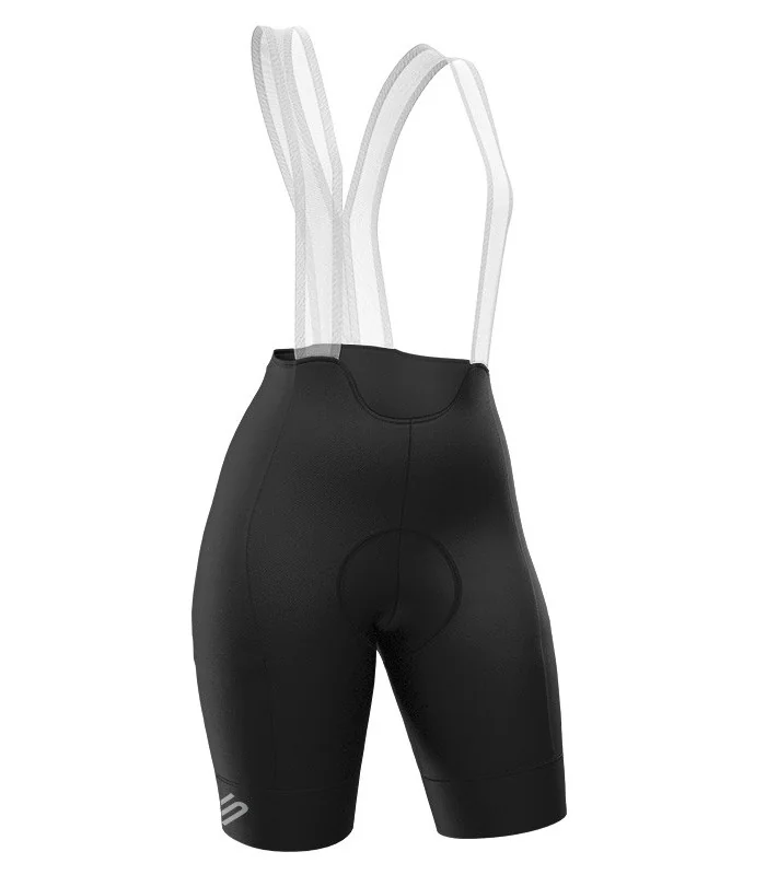 Black Cycle Bib Shorts, X-Opaque Cuff, Seamless Strap - Women