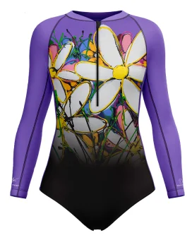 David Hart Flowers Sleeved Swimsuit, UPF50+ | Beach Wear