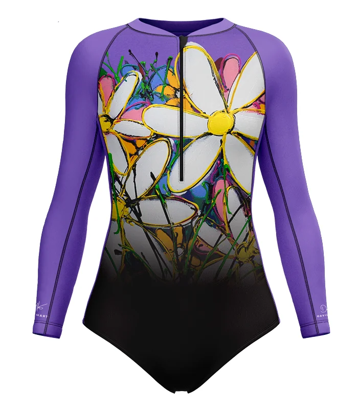 Sleeved Swimsuit, UPF50+ - Flowers