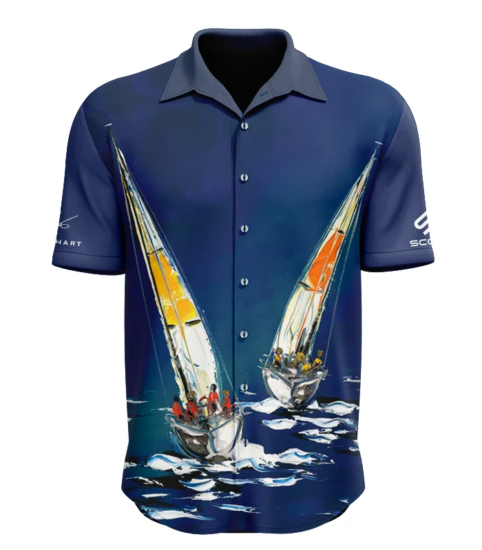 Short Sleeve Shirt - Sailing Boats, Men