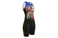 Women's sleeveless triathlon suit featuring David Hart's artwork Tangled Flowers. Flexible payment options| Triathlon Suits