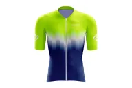 Aero Optimised Cycle Jersey Fluoro Lime upper through white through cobalt blue lower | Made in Australia