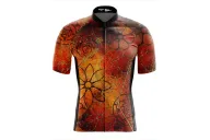 Performance Cycle Jersey, Floral Cluster by Chloe Hart - Orange | Made in Australia