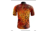 Performance Cycle Jersey, Floral Cluster by Chloe Hart - Orange | Made in Australia