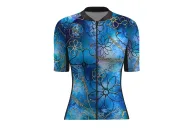 Optimise Cycle Jersey, Floral Cluster - Blue | Made in Australia