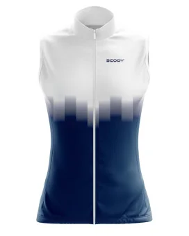 Cycle Gilet with Pockets - Highlights White on Navy, Lightweight, Windproof
