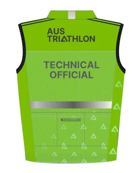 AusTri Technical Official Vest, Zip Pockets, Visibility Strip