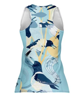 Sunrise Serenade Run Singlet featuring art by Australian Artist Kristy-Ann Duffy. | Made in Australia | 97% recycled Fabric