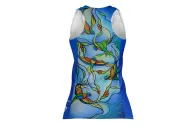 Joy of Flight Run Singlet featuring art by Australian Artist Kristy-Ann Duffy. | Made in Australia | 97% recycled Fabric