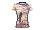 Monty Owl Women's Run Shirt featuring art by Australian Artist Kristy-Ann Duffy| Made in Australia