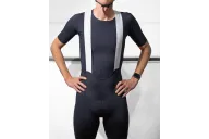 Cargo Cycle Bib Shorts, Pure Black with mesh pockets and fabric cuffs | Made in Australia