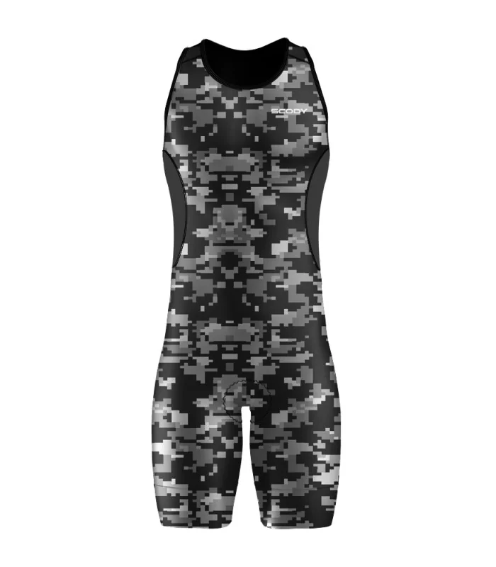 Swim-Optimised Triathlon Suit, Back Zip, Pixel Camo