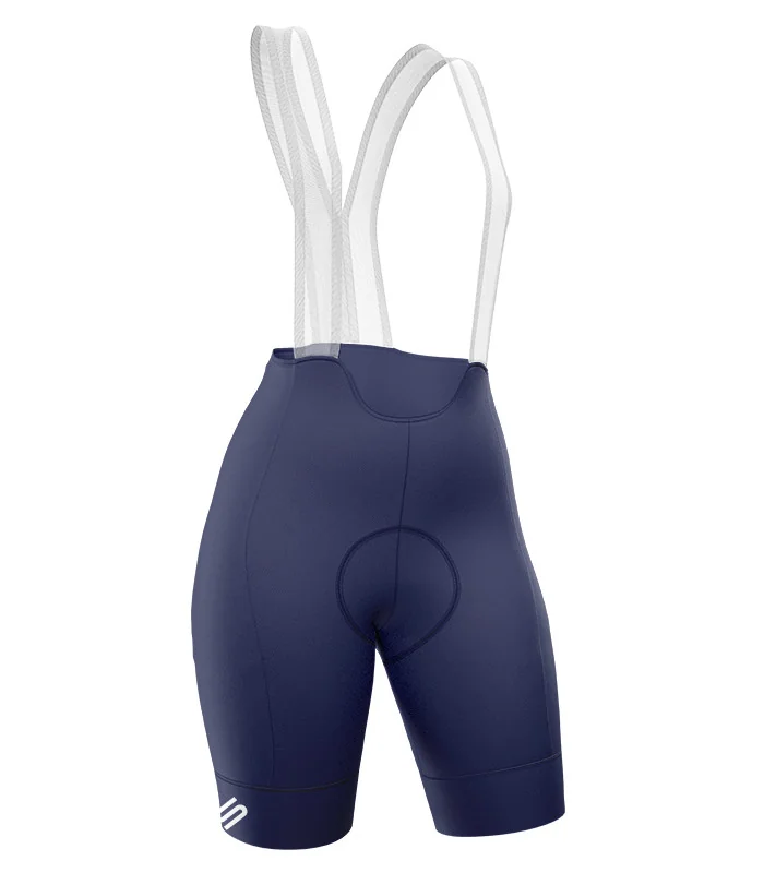 Navy Cycle Bib Shorts, Silicone Gripper, Seamless Strap, Women