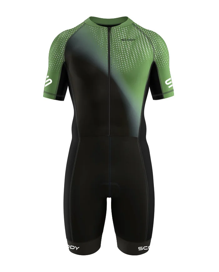 Swift Sleeved Triathlon Suit, 3/4 Zip - Olive Tilt