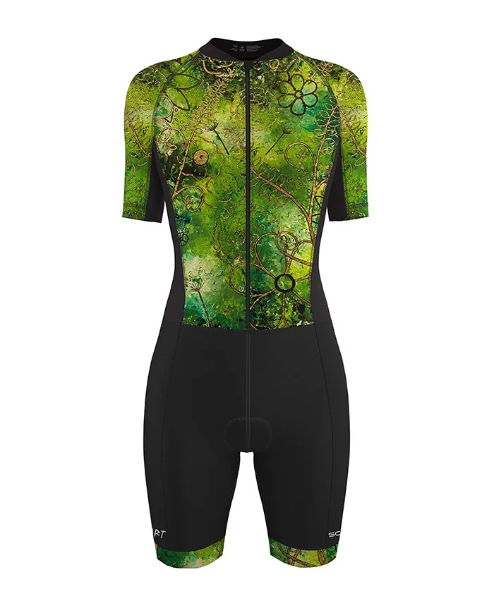 Swift Aero Sleeved Triathlon Suit, 3/4 Zip - Floral Cluster
