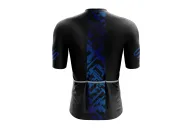 Aero Optimised Cycle Jersey Geo Blue - Blue Pattern with Black Cycling Jersey | Made in Australia