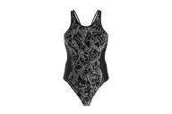 A hydrophobic Triathlon Swimsuit with a black and white floral graphic | Triathlon Gear