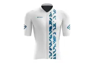 Aero Optimised Cycle Jersey Geo Green - White Cycle Jersey with Green/Teal Geo pattern | Made in Australia