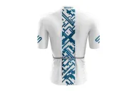 Aero Optimised Cycle Jersey Geo Green - White Cycle Jersey with Green/Teal Geo pattern | Made in Australia