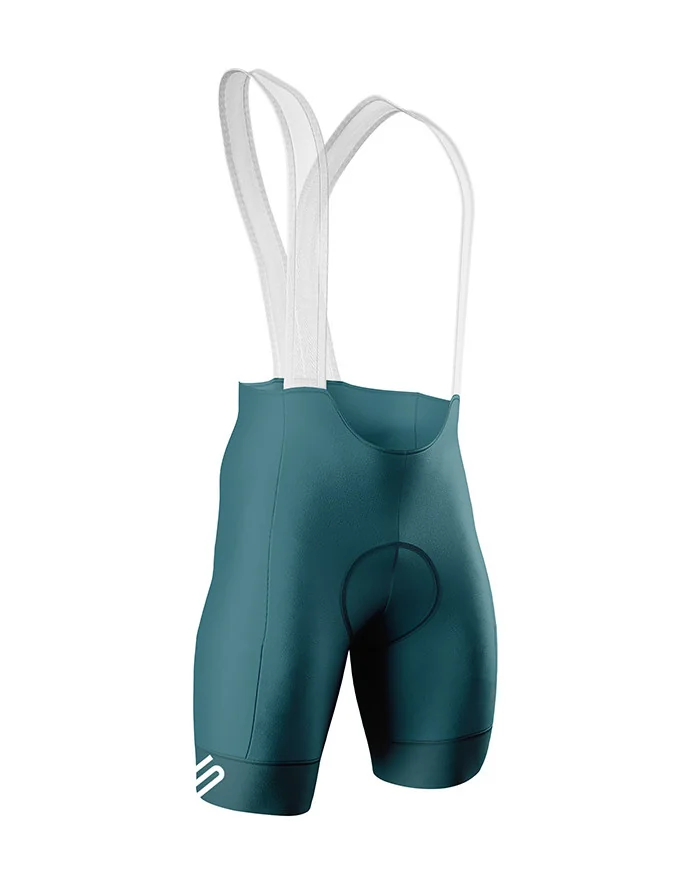 Green Cycle Bib Shorts, Silicone Gripper, Seamless Strap