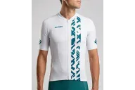Aero Optimised Cycle Jersey Geo Green - White Cycle Jersey with Green/Teal Geo pattern | Made in Australia