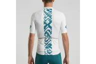 Aero Optimised Cycle Jersey Geo Green - White Cycle Jersey with Green/Teal Geo pattern | Made in Australia