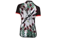 Swooping Magpie cycle jersey with bottlebrush detail and red sleeves