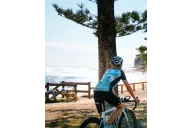 Romy rocking the Cockatoo Jersey in beautiful Moffat Beach, Queensland